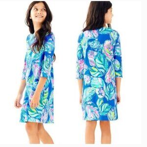 LILLY PULITZER Girls Sophie Dress in Casa Del Sol Palm leaf pattern L (8-10) EUC
